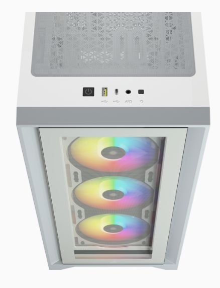 CC-9011205-WW - Semitorre Gaming Corsair Icue 4000X Panel Lateral de Cristal Templado RGB Sin Fuente 1xUSB-A 3.0 1xUSB-C 3.1 ATX Blanca (CC-9011205-WW)