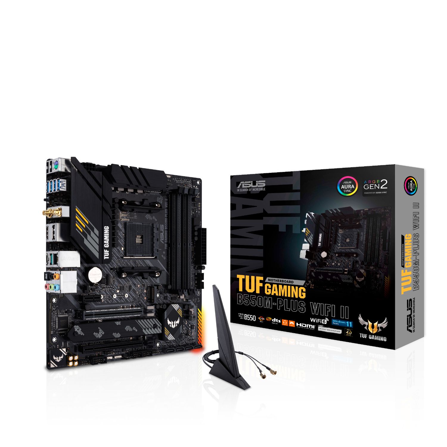 90MB19Y0-M0EAY0 - Placa base ASUS TUF GAMING B550M-PLUS WIFI II: (AM4) 4DDR4 SATA3 PCIe 3.0/4.0 M.2 USB 2.0 USB-A 3.0/3.1 USB-C 3.1 HDMI DP PS/2 RJ45 mATX 7.1 WiFi 6 Bluetooth 5.2 Gigabit Ethernet 2.5