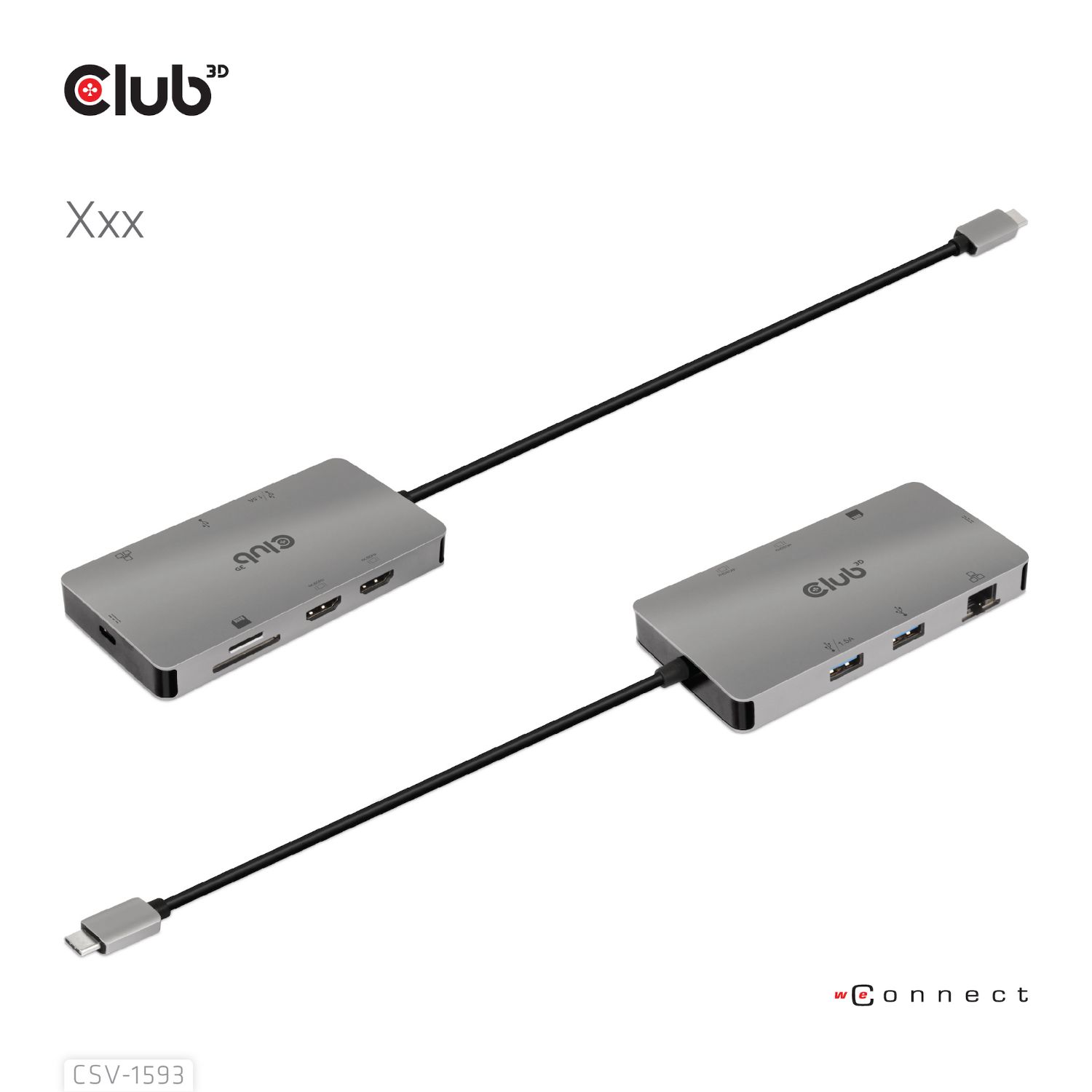 CSV-1593 - Dock 8en1 Club 3D USB-C a 2xHDMI/2xUSB-A/RJ45 CSV-1593
