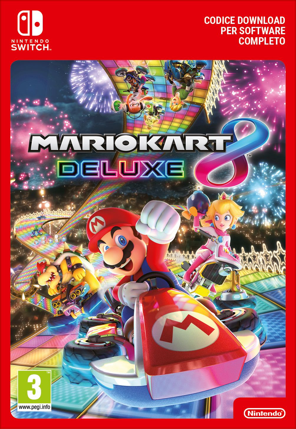 SW MKARTD 8 3M - Consola Nintendo Switch Rojo/Azul + Cdigo Juego Mario Kart Deluxe 8 + 3 Meses Suscripcin Nintendo Online