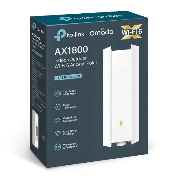 EAP610-OUTDOOR - Punto de Acceso TP-Link AX1800 WiFi DualBand 1xRJ45 Ethernet 10/100/1000 PoE Antena Interna 5dBi Mstil/Pared Blanco (EAP610-OUTDOOR)