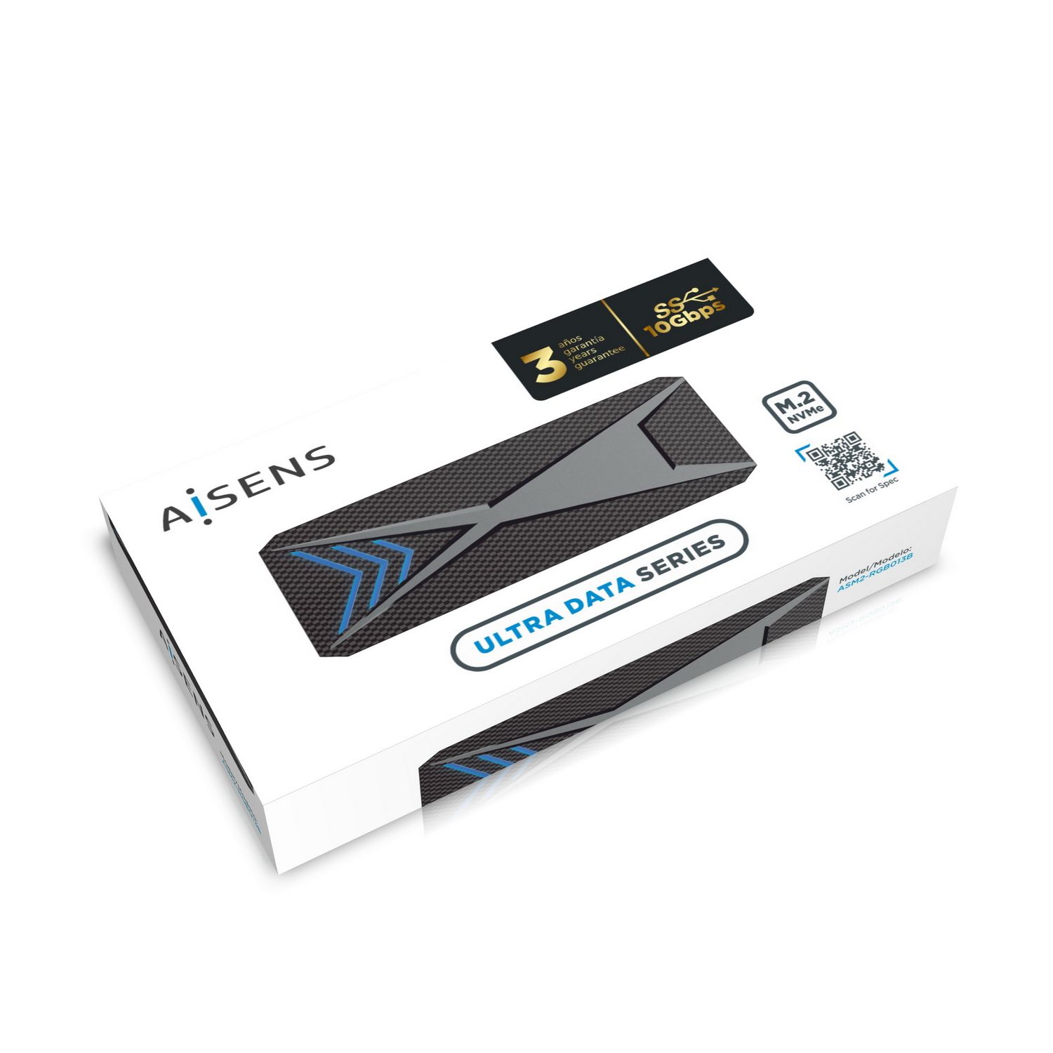 ASM2-RGB013B - Caja AISENS SSD M.2 USB-C 3.1 RGB Negra (ASM2-RGB013B)