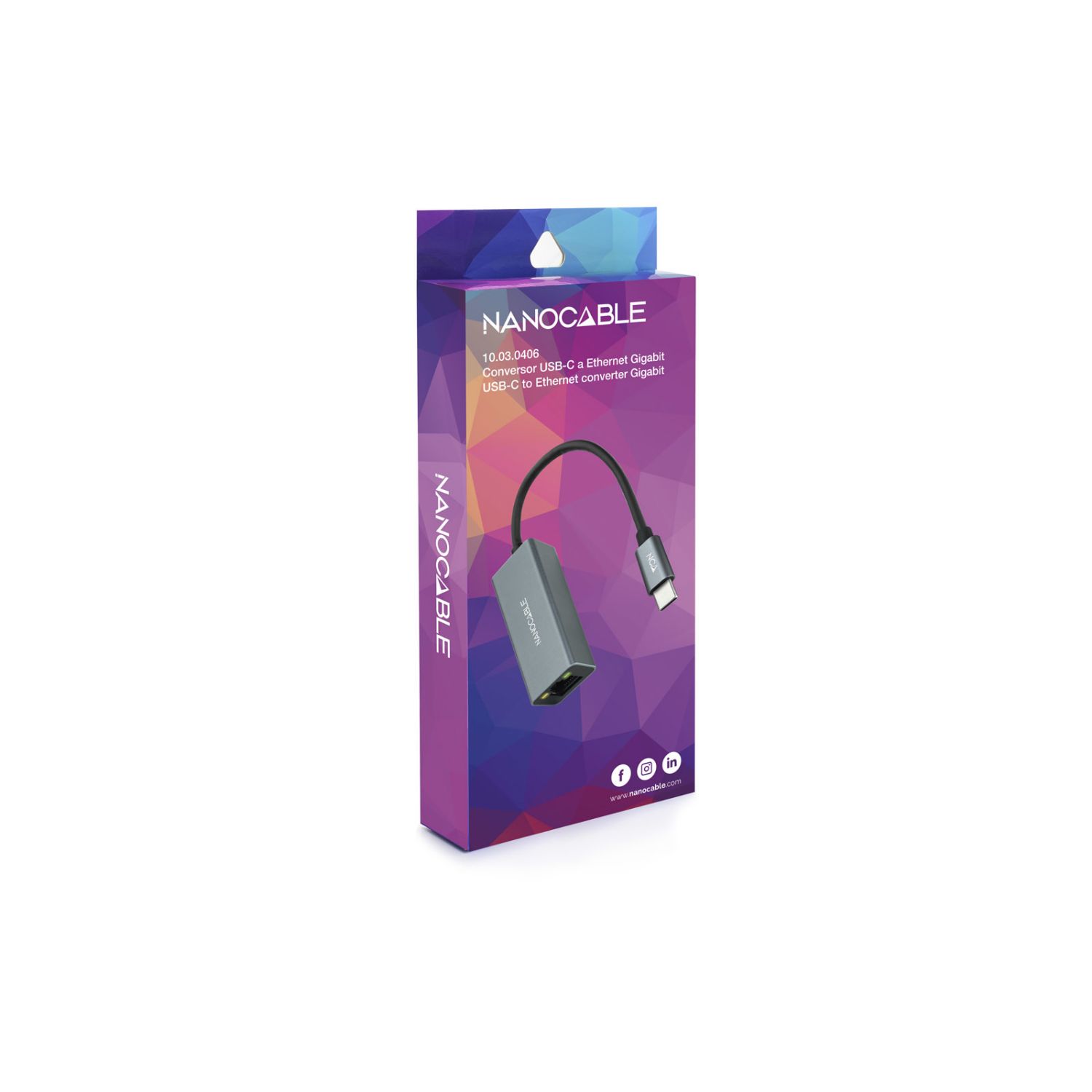 10.03.0406 - Adaptador Nanocable USB-C a RJ45 15cm Gris (10.03.0406)