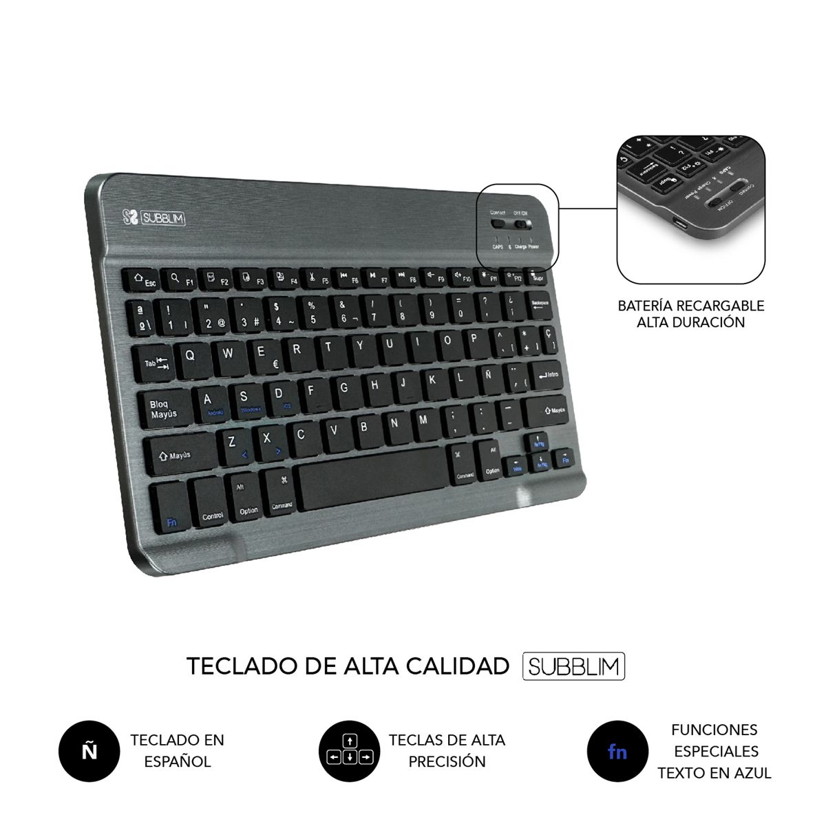 SUBKT3-BTL300 - Funda con Teclado SUBBLIM KeyTab Pro BT para Tablet Lenovo Tab M10 Plus 10.6