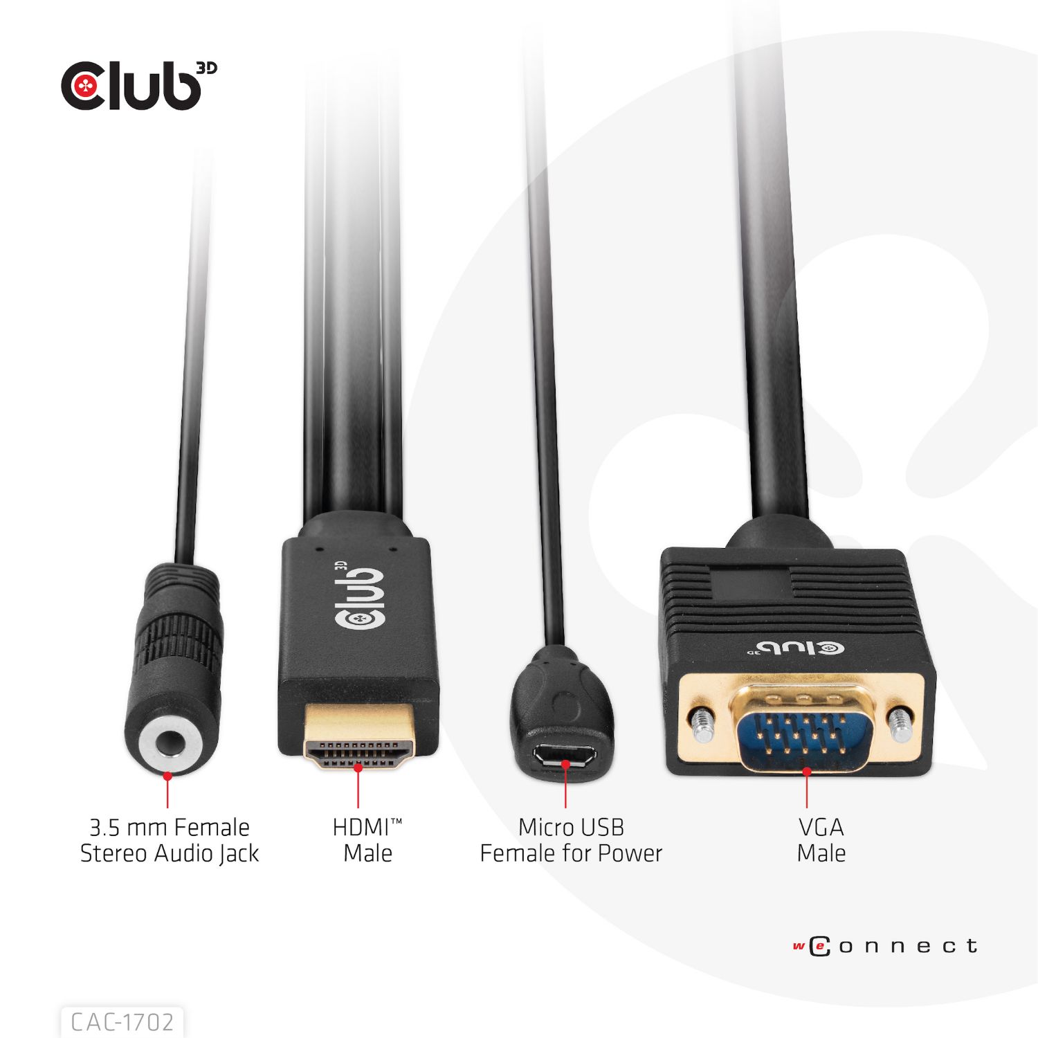 CAC-1712 - Cable Club 3D HDMI/mUSB a VGA/3.5mm 2m Negro (CAC-1712)