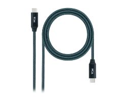 10.01.4300-COMB - Nanocable USB-C a USB-C 50cm trenzado de algodon, Gris y Negro (10.01.4300-COMB)