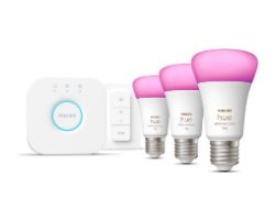 929002468804 - Bombilla Inteligente Philips Hue LED Blanco/Color E27 806L 75W Bluetooth/Zigbee Kit 3 Unidades Blanca (929002468804)