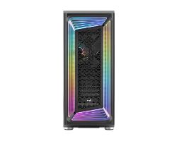 INTERESTELAR - Caja AEROCOOL Ventana Lateral de Cristal Templado ARGB 2xUSB-A 3.0 1xUSB-C 3.1 ATX mATX Mini-ITX Negra (INTERESTELAR)