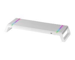 MGSONEW - Soporte de Sobremesa Mars Gaming para Monitor Iluminacion Chroma RGB USB 2.0 Blanco (MGSONEW)