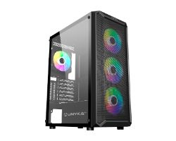 UK511208 - Caja Gaming UNYKA Armor Ventana Lateral de Cristal Templado ARGB 2xUSB-A 3.0 1xUSB-C 3.1 ATX mATX ITX Negra (UK511208)