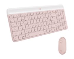 920-011317 - Teclado+Raton LOGITECH MK470 Multimedia Mini Diestro QWERTY RF 10m ptico Ambidextro 1000dpi 3 Botones Rosa (920-011317)