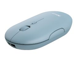 24126 - Ratn Trust Puck ptico Ambidextro Ultrafino Wireless RF 2.4GHz Bluetooth 1600dpi 4 Botones Azul (24126)