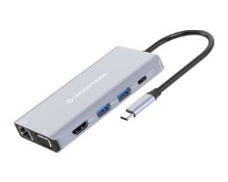 DONN20G - Adaptador CONCEPTRONIC 10en1 USB-C 3.0 a HDMI/VGA/USB-C PD 100W/USB-A 3.0/RJ45/Audio/SD/TF/mSD Gris (DONN20G)