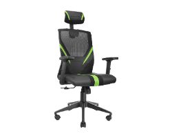 MGCERGOBG - Silla Mars Gaming Ergonmica Respaldo Malla Transpirable Soportes Cervical Lumbar y Reposabrazos Ajustables Negra/Verde (MGCERGOBG)