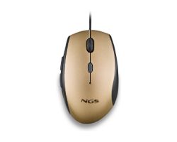 MOTHGOLD - Ratn NGS Ergonmico ptico Diestro USB-A 1600dpi 5 Botones Dorado (MOTHGOLD)