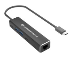 ABBY13B - Adaptador CONCEPTRONIC USB-C 3.0 a 2xUSB-A/2xUSB-C/1xRJ45 Ethernet GbE 23cm Gris (ABBY13B)