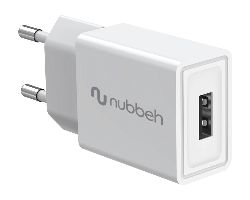 NBWALLCHUSBW10 - Cargador de Pared NUBBEH Bhoot 1xUSB-A 2A 10W Blanco (NBWALLCHUSBW10)