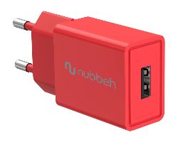 NBWALLCHUSBR10 - Cargador de Pared NUBBEH Bhoot 1xUSB-A 2A 10W Rojo (NBWALLCHUSBR10)