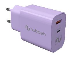 NBWALLCHP - Cargador de Pared NUBBEH Booth USB-C 30W Quick Charger 4.0/3.0 PD 3.0 Lila (NBWALLCHP)