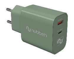 NBWALLCHG - Cargador de Pared NUBBEH Booth USB-C 30W Quick Charger 4.0/3.0 PD 3.0/2.0 Verde (NBWALLCHG)