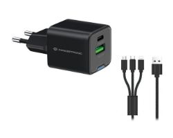 ALTHEA16B - Cargador de Pared CONCEPTRONIC 1xUSB-A 3.0 1xUSB-C PD 3.0 QC 3.0 33W Negro (ALTHEA16B)