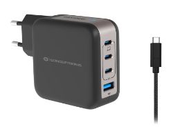 ALTHEA18B - Cargador de Pared CONCEPTRONIC 1xUSB-A 3.0 3xUSB-C PD 3.0 QC 3.0 100W Negro (ALTHEA18B)