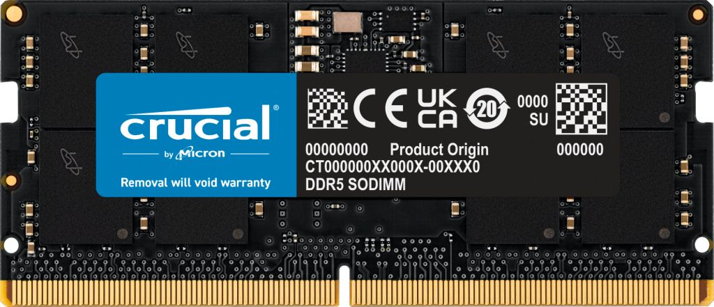 CT16G48C40S5 - Mdulo CRUCIAL DDR5 16Gb 4800MHz 262-pin SODIMM 1.1V Porttil (CT16G48C40S5)
