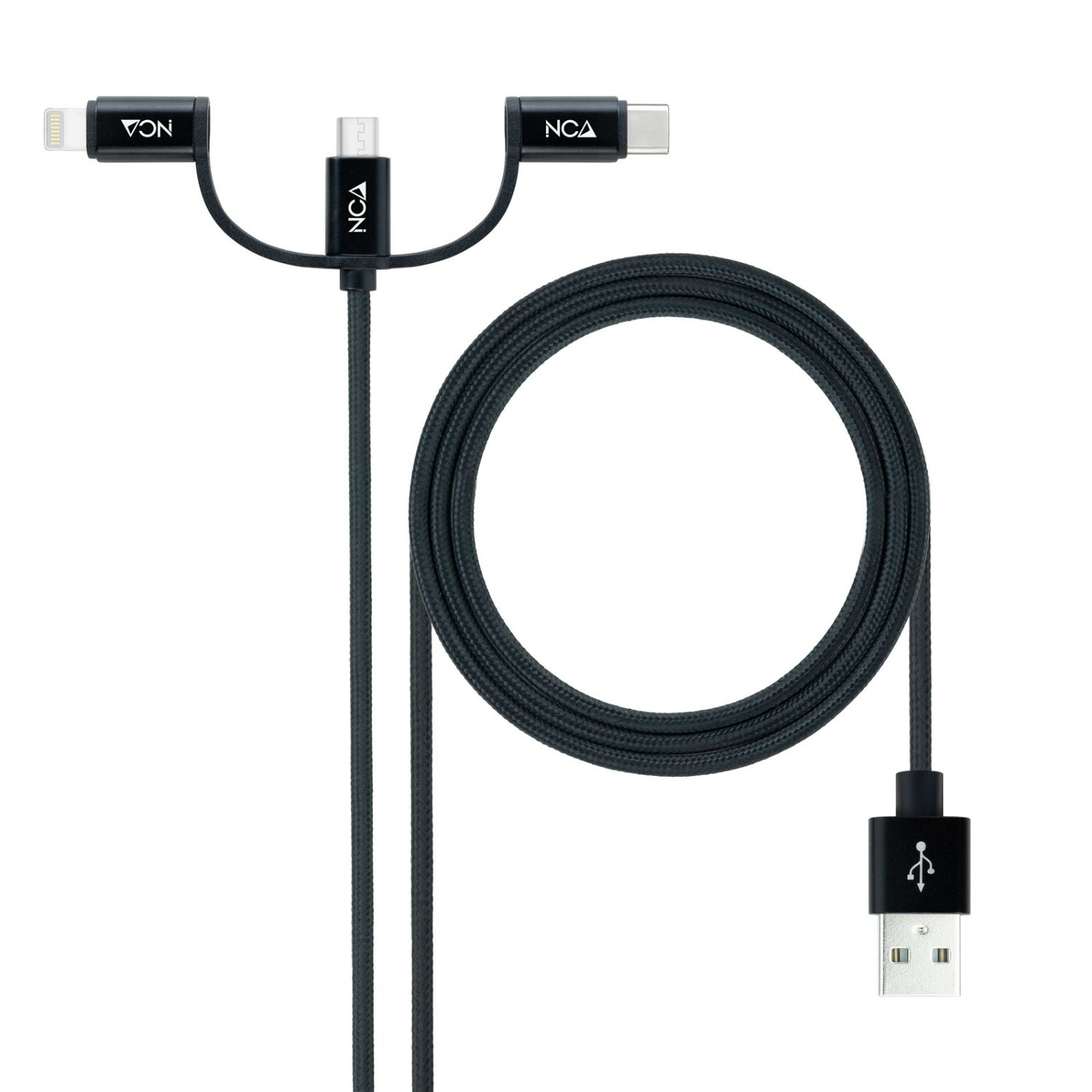 10.01.3200 - Nanocable USB-C a Lightning/mUSB/USB-C Negro (10.01.3200)
