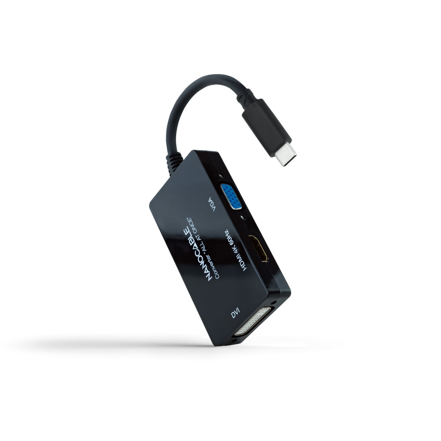 10.16.4301-ALL - Adaptador Nanocable USB-C/M a HDMI/DVI-D/VGA/H 20cm Negro (10.16.4301-ALL)