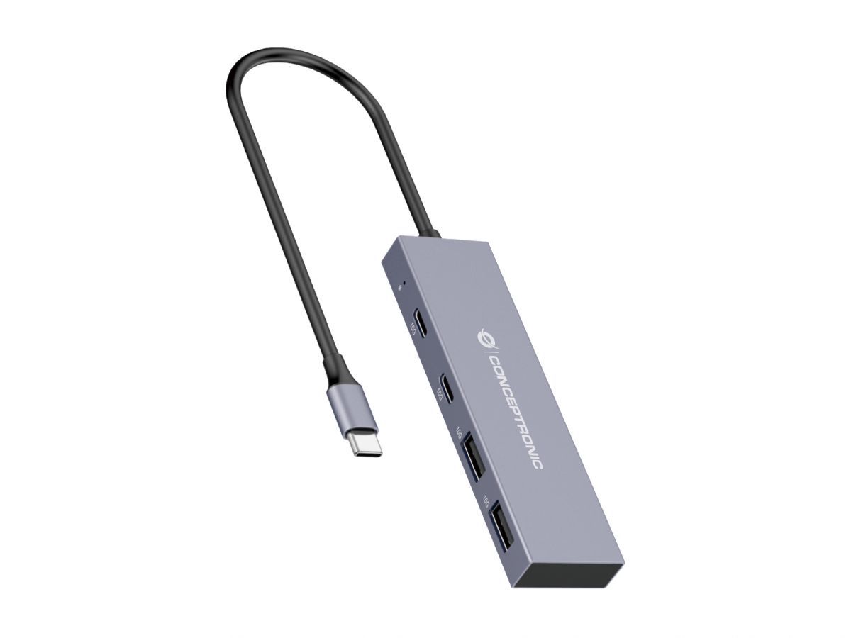 HUBBIES13G - Hub CONCEPTRONIC USB-C a 2xUSB-A 3.0 2xUSB-C 3.0 25cm Gris (HUBBIES13G)