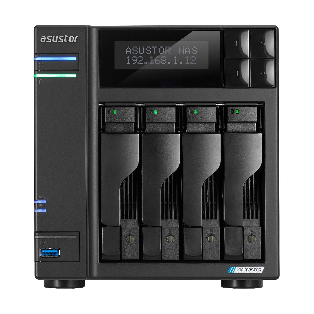 AS6704T - NAS Asustor Lockerstor N5105 DDR4 4Gb Sodimm M.2 SATA 2xUSB-A 1xHDMI 2.0b 2xRJ45 4 Bahas GbE 2.5GbE Negro (AS6704T)