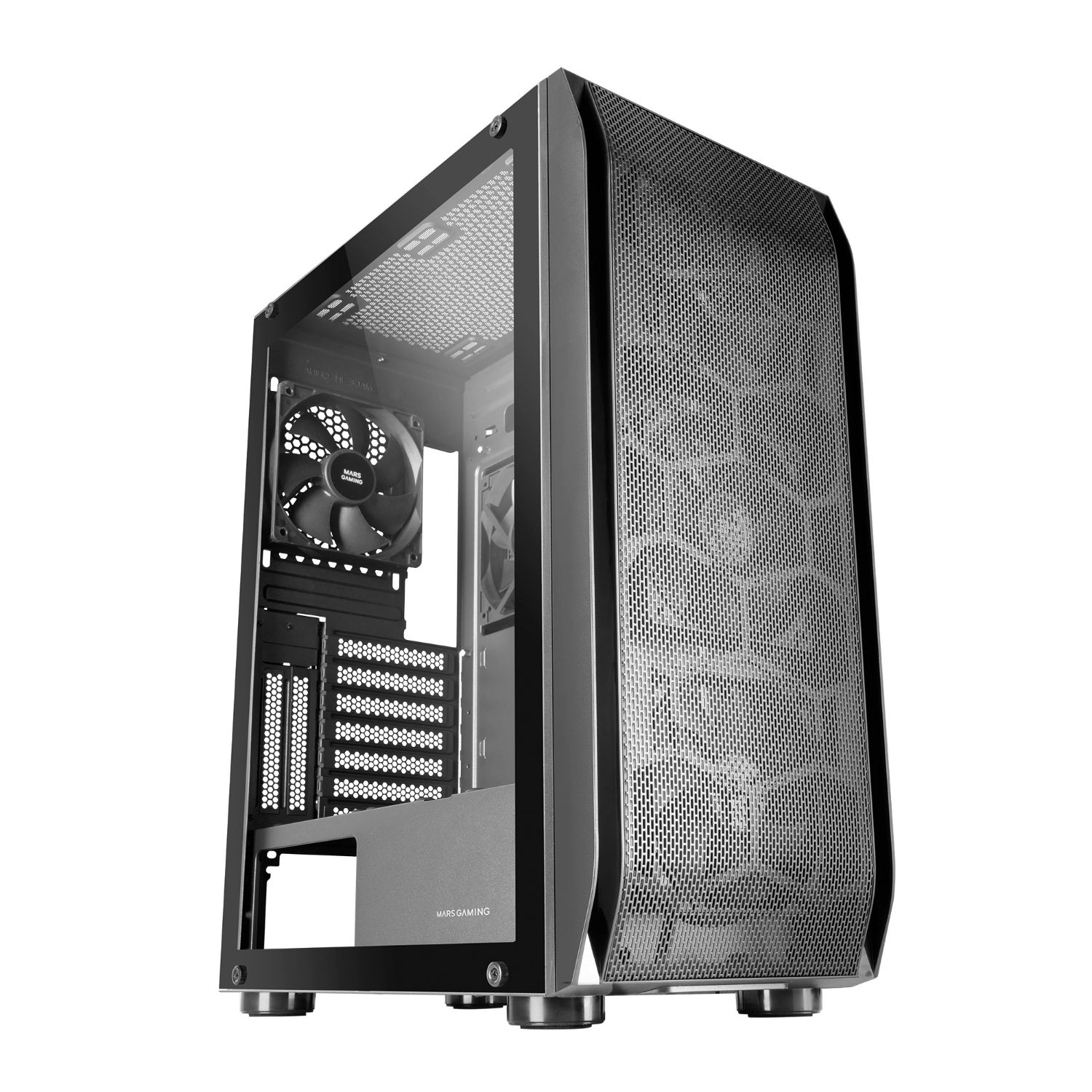 MCPRO2 - Caja Profesional Mars Gaming Premium XXL Ventana Lateral Completa de Cristal Templado Sistema CPU Freezer 2xUSB 2.0 1xUSB-A 3.0 EATX ATX mATX Mini-ITX Negra (MCPRO2)