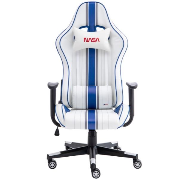 AT012BIS-WB - Silla Gaming NASA Atlantis Bis Altura/Reposabrazos regulables Cojin cervical/lumbar Blanca/Azul (AT012BIS-WB)