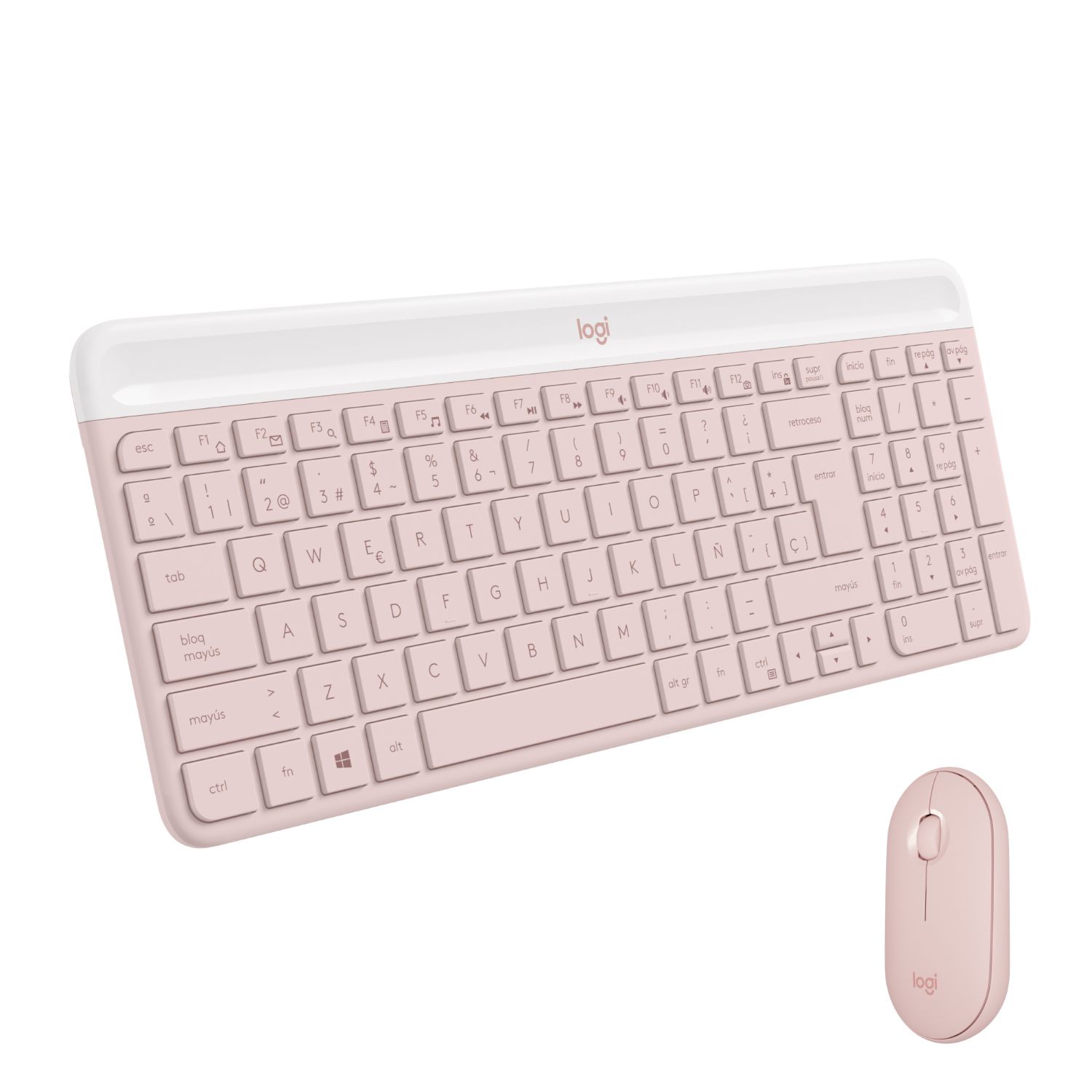 920-011317 - Teclado+Raton LOGITECH MK470 Multimedia Mini Diestro QWERTY RF 10m ptico Ambidextro 1000dpi 3 Botones Rosa (920-011317)