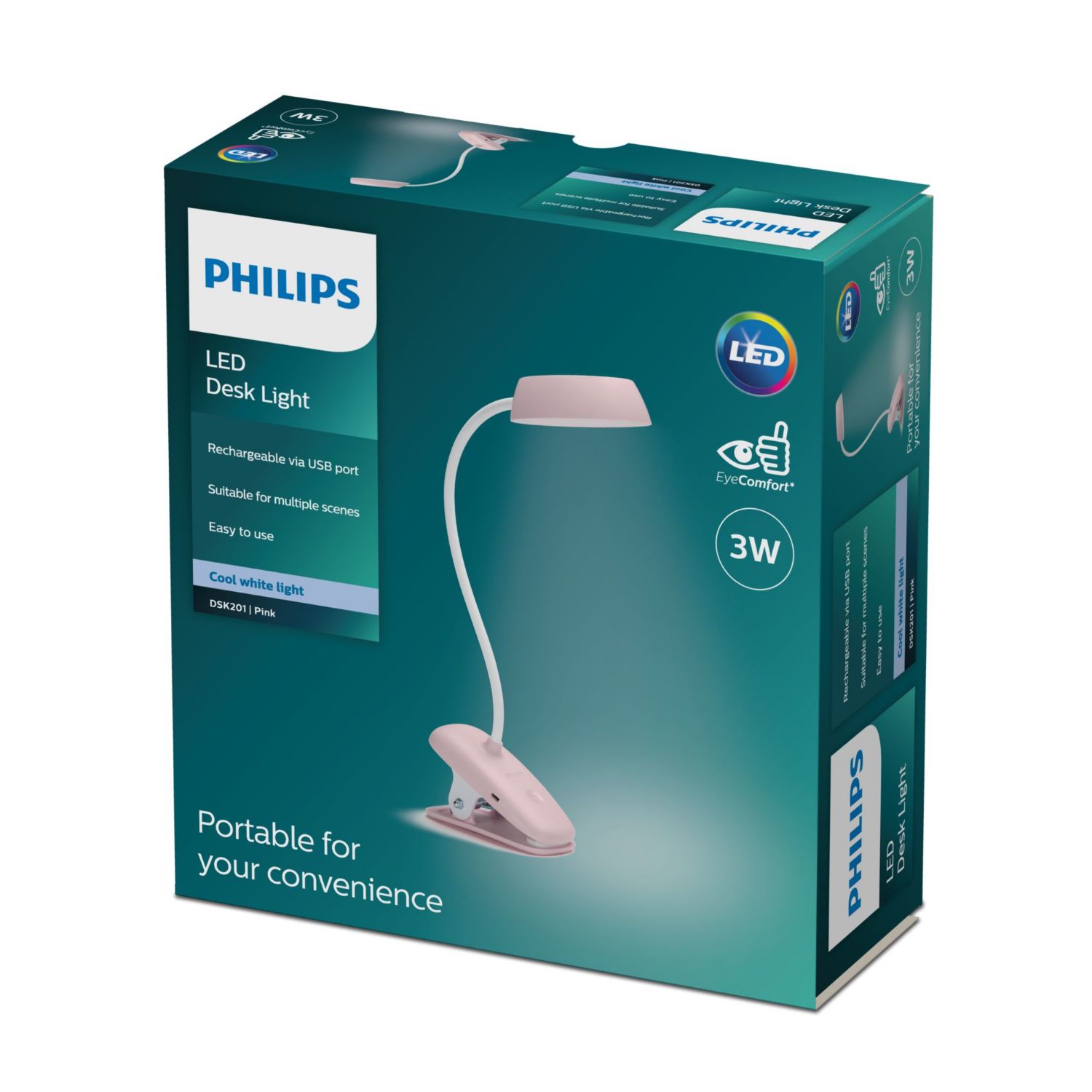929003179607 - Lmpara de Mesa Philips LED 175L 3W IP20 Rosa (929003179607)