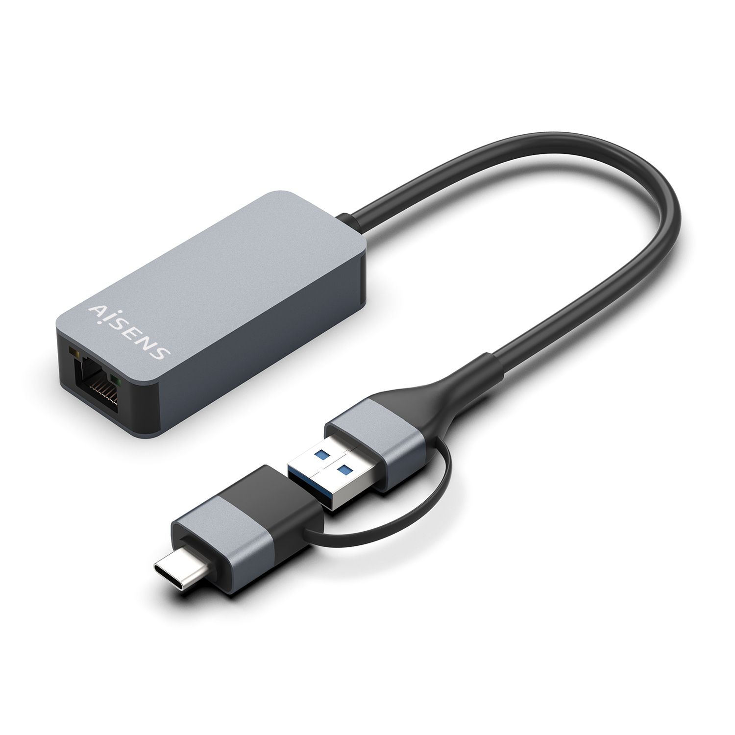 A109-0710 - Adaptador AISENS USB-A/C/M a RJ45/H Gris (A109-0710)