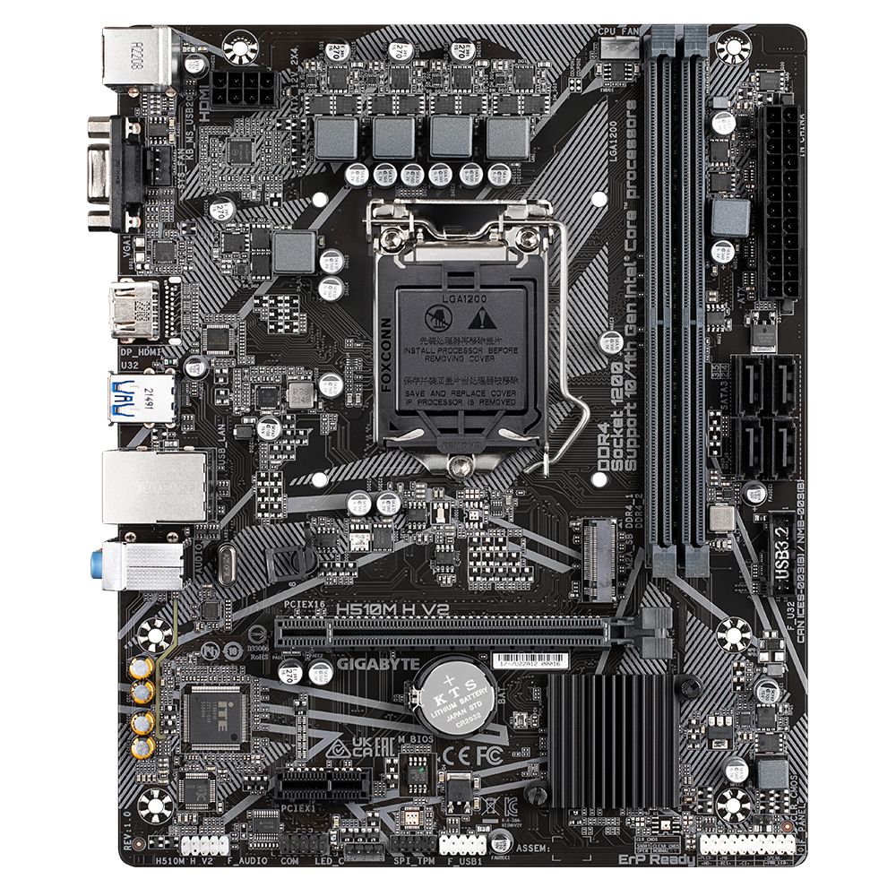 H510M H V2 G10 - Placa base GIGABYTE H510M H V2:(1200) 2DDR4 SATA3 M.2 PCIe 3.0 USB 2.0 USB-A 3.0 VGA HDMI RJ45 PS/2 HDCP 7.1 mATX Gigabit Ethernet