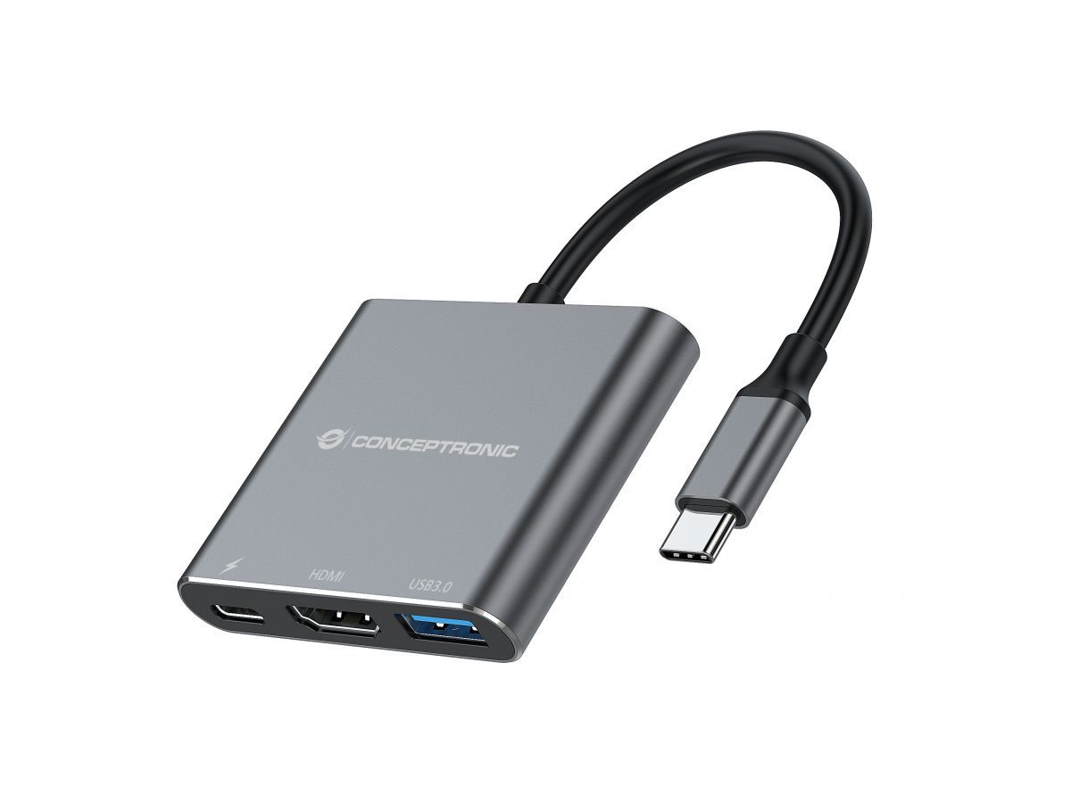 DONN18G - Adaptador CONCEPTRONIC USB-C a HDMI/USB-A/C PD 100W Gris (DONN18G)