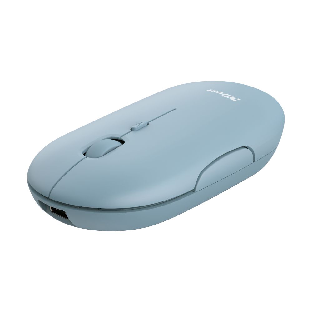 24126 - Ratn Trust Puck ptico Ambidextro Ultrafino Wireless RF 2.4GHz Bluetooth 1600dpi 4 Botones Azul (24126)