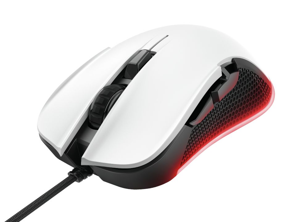 25066 - Ratn Gaming Trust GXT 922W YBAR ptico Diestro RGB USB-A Cable 2.1m 7200dpi 6 Botones Negro/Blanco (25066)