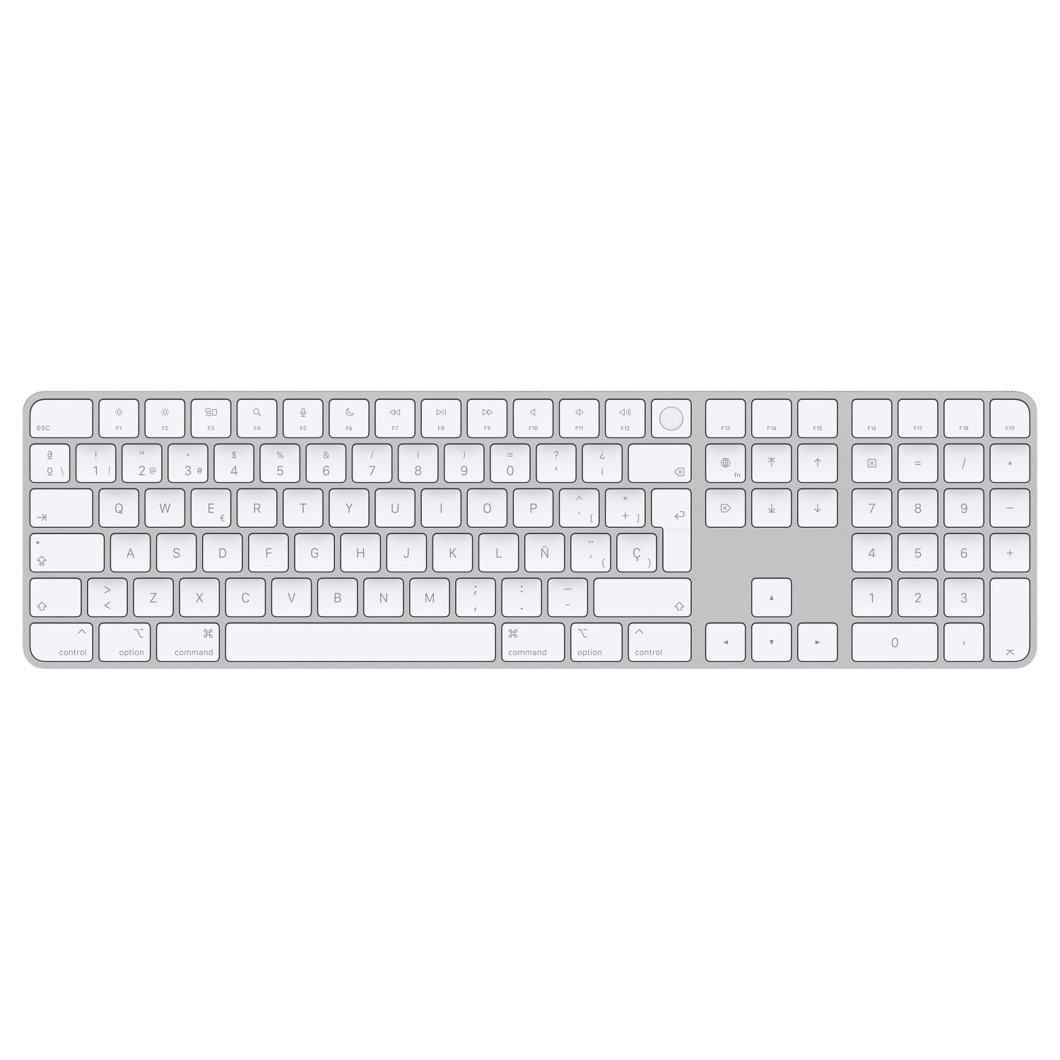MK2C3Y/A - Teclado Apple Magic Numrico Multimedia Diestro Touch ID USB Bluetooth Lightning Teclas Blancas Gris (MK2C3Y/A)