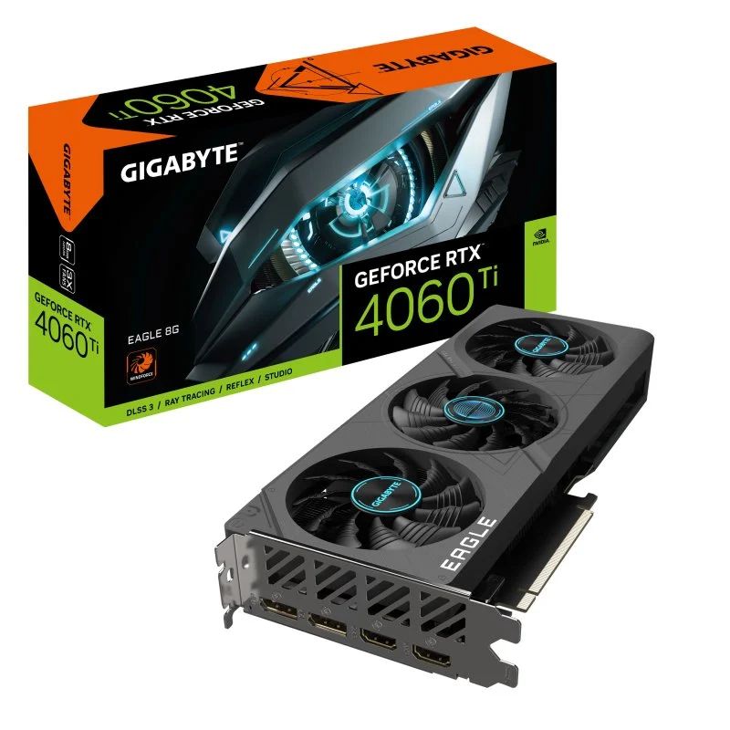 9VN406TE-00-10 - Tarjeta Grfica GIGABYTE Nvidia GeForce RTX 4060 Ti GV-N406TEAGLE-8GD 8Gb GDDR6 2xDP 1.4a 2xHDMI 2.1a PCIe 4.0 WindForce 3X HDCP OpenGL 4.6 DirectX 12 Ultimate (9VN406TE-00-10)