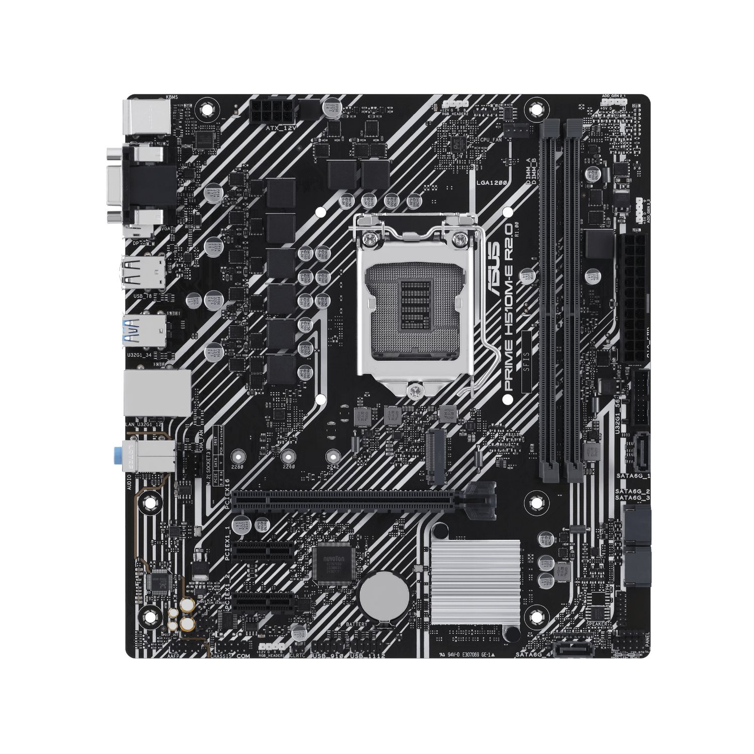 90MB1FQ0-M0EAY0 - Placa base ASUS PRIME H510M-E R2.0:(1200) 2DDR4 SATA3 PCIe M.2 USB 2.0 USB-A 3.0 HDMI VGA DP RJ45 PS/2 7.1 mATX Gigabit Ethernet
