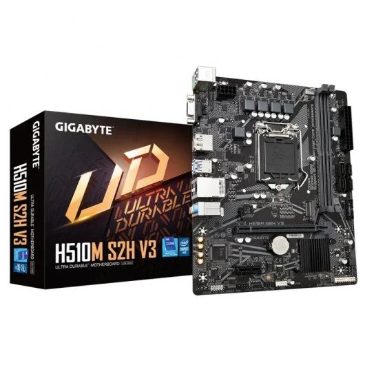 H510M S2H V3 G10 - Placa base GIGABYTE H510M S2H V3:(1200) 2DDR4 SATA3 PCIe 3.0 M.2 USB 2.0 USB-A 3.0 HDMI VGA DP RJ45 PS/2 HDCP 7.1 mATX Gigabit Ethernet