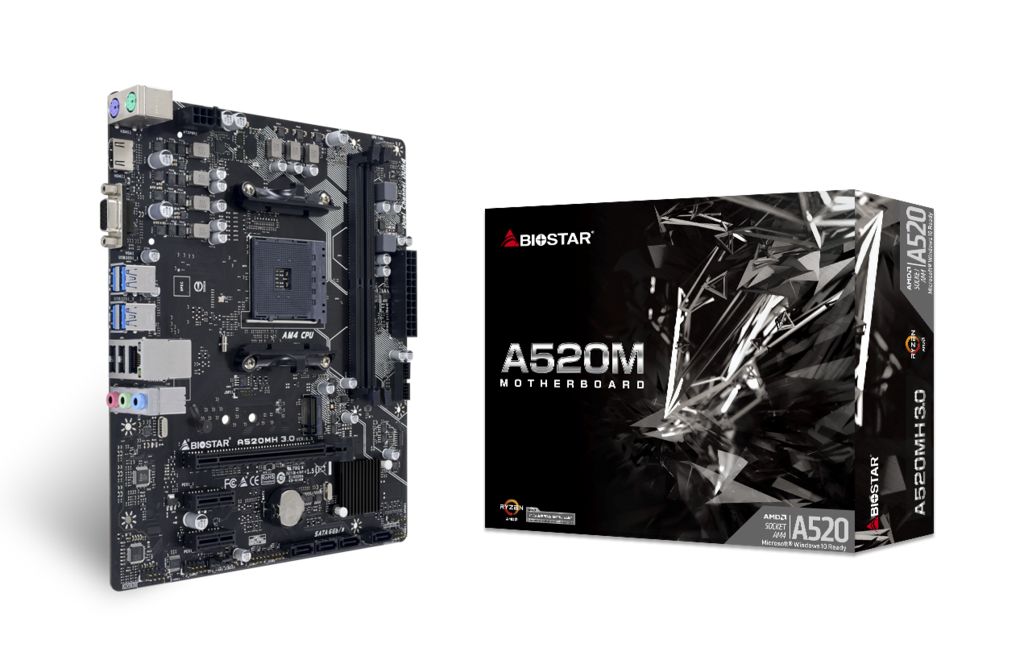 A520MH 3.0 - Placa base Biostar A520MH 3.0:(AM4) 2DDR4 4SATA3 M.2 PCIe USB 2.0 USB-A 3.0 HDMI VGA RJ45 PS/2 HDCP mATX Gigabit Ethernet