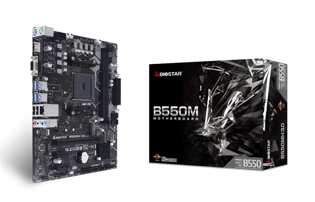 B550MH 3.0 - Placa base Biostar B550MH 3.0: (AM4) 2DDR4 SATA3 M.2 PCIe USB 2.0 USB-A 3.0 HDMI VGA RJ45 PS/2 HDCP 7.1 mATX Gigabit Ethernet