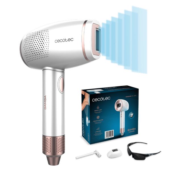04430 - Depiladora IPL CECOTEC Bamba SkinCare IPL Gun, luz pulsada , compacta con lmpara de cuarzo, 500.000 disparos y pantalla, tiene una funcin de enfriamiento y un sistema de seguridad (04430)