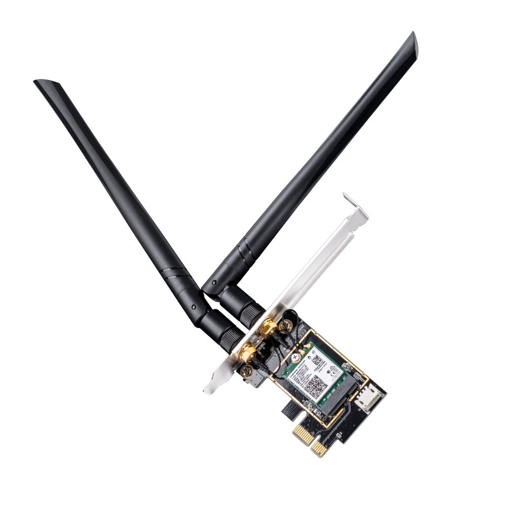 WE3000 - Adaptador CUDY AX5400 WiFi 6E TriBand Bluetooth PCIe WLAN 2 Antenas Desmontables 5dBi PC Negro (WE3000)