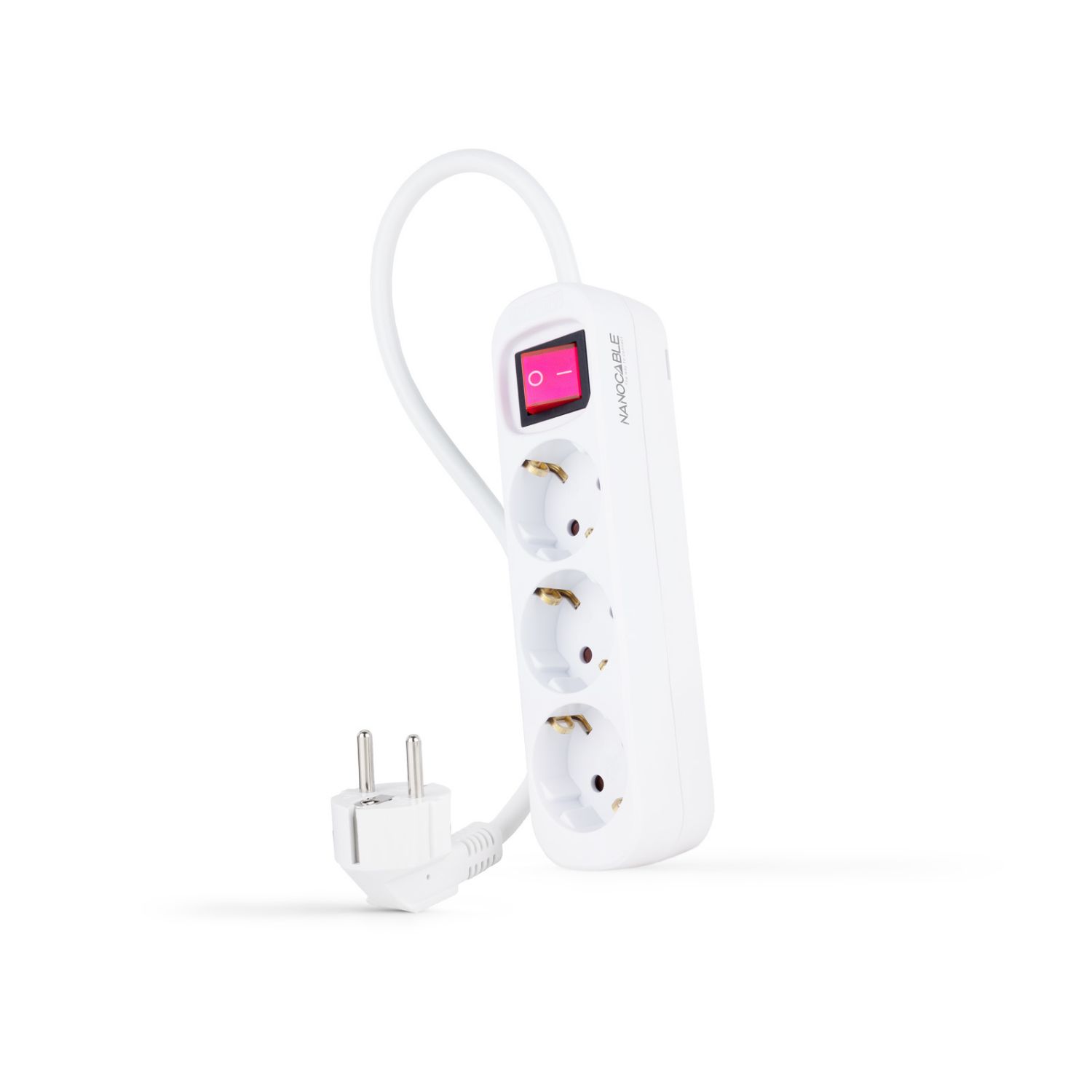 10.38.0003 - Regleta Nanocable 3xSchuko Interruptor Cable 1.4m Blanca (10.38.0003)