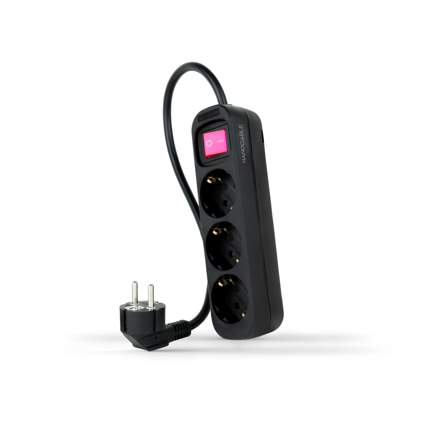 10.38.0003-BK - Regleta Nanocable 3xSchuko Interruptor Cable 1.4m Negra (10.38.0003-BK)